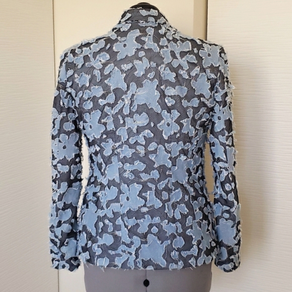 Anthracite by Muse Mesh with Denim Applique Jacket Blazer Size 8 - Picture 4 of 7